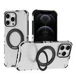 For iPhone 12 Pro Max Grating 360 Degree Rotating Holder Shockproof Phone Case(Transparent)