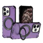 For iPhone 11 Pro Grating 360 Degree Rotating Holder Shockproof Phone Case(Purple)