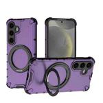 For Samsung Galaxy S24 5G Grating 360 Degree Rotating Holder Shockproof Phone Case(Purple)