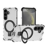 For Samsung Galaxy S25+ 5G Grating 360 Degree Rotating Holder Shockproof Phone Case(Transparent)