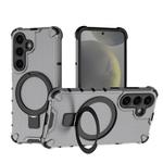 For Samsung Galaxy S25+ 5G Grating 360 Degree Rotating Holder Shockproof Phone Case(Black)