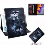 For Samsung Galaxy Tab S7 T870 (2020) 3D Colored Drawing Horizontal Flip Leather Case with Holder & Card Slot & Wallet(Wolf And Dog)