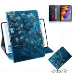 For Samsung Galaxy Tab S7 T870 (2020) 3D Colored Drawing Horizontal Flip Leather Case with Holder & Card Slot & Wallet(Apricot Flower)