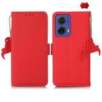 For Motorola Moto G85 Side-Magnetic TJ Genuine Leather RFID Phone Case(Red)