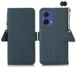 For Motorola Moto G85 Side-Magnetic TJ Genuine Leather RFID Phone Case(Green)