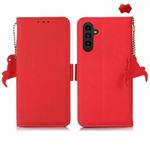 For Samsung Galaxy S24 FE 5G Side-Magnetic TJ Genuine Leather RFID Phone Case(Red)