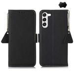 For Samsung Galaxy S25 FE 5G Side-Magnetic TJ Genuine Leather RFID Phone Case(Black)