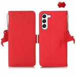 For Samsung Galaxy S25 FE 5G Side-Magnetic TJ Genuine Leather RFID Phone Case(Red)