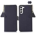 For Samsung Galaxy S25 FE 5G Side-Magnetic TJ Genuine Leather RFID Phone Case(Blue)