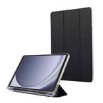 For Samsung Galaxy Tab A9+ Carbon Fiber Clear Acrylic 3-Fold Leather Tablet Case(Dark Blue)