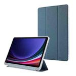 For Samsung Galaxy Tab S9 / S9 FE Carbon Fiber Clear Acrylic 3-Fold Leather Tablet Case(Blue)
