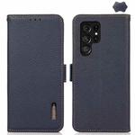 For Samsung Galaxy S25 Ultra 5G KHAZNEH Side-Magnetic Litchi Genuine Leather RFID Phone Case(Blue)