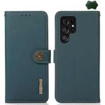 For Samsung Galaxy S25 Ultra 5G KHAZNEH Custer Genuine Leather RFID Phone Case(Green)