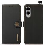 For Samsung Galaxy S25 Edge 5G KHAZNEH Custer Genuine Leather RFID Phone Case(Black)