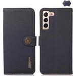 For Samsung Galaxy S25 FE 5G KHAZNEH Custer Genuine Leather RFID Phone Case(Blue)
