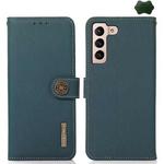 For Samsung Galaxy S25 FE 5G KHAZNEH Custer Genuine Leather RFID Phone Case(Green)