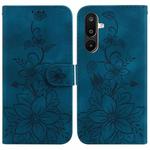 For Samsung Galaxy M16 5G / F16 5G / M36 5G Lily Embossed Leather Phone Case(Dark Blue)