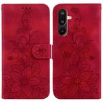 For Samsung Galaxy M16 5G / F16 5G / M36 5G Lily Embossed Leather Phone Case(Red)