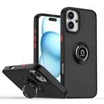 For iPhone 16 Plus Q Shadow 1 Series TPU + PC Phone Case with Ring(Black+Red)