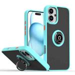 For iPhone 16 Plus Q Shadow 1 Series TPU + PC Phone Case with Ring(Sky Blue)