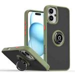 For iPhone 16 Plus Q Shadow 1 Series TPU + PC Phone Case with Ring(Army Green)