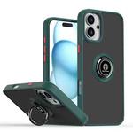 For iPhone 16 Plus Q Shadow 1 Series TPU + PC Phone Case with Ring(Dark Green)