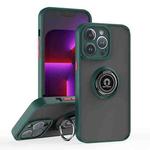For iPhone 13 Pro Q Shadow 1 Series TPU + PC Phone Case with Ring(Dark Green)