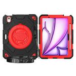 For iPad Air 11 2024 Spider Rotation Handle Silicone Hybrid PC Tablet Case(Black Red)