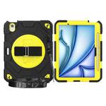 For iPad Air 11 2024 Spider Hand Grip Turntable Stand Tablet Case(Black Yellow)