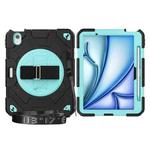 For iPad Air 11 2024 Spider Hand Grip Turntable Stand Tablet Case(Black Light Blue)