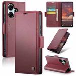 For Redmi 13 CaseMe 023 Butterfly Buckle Litchi Texture RFID Anti-theft Leather Phone Case(Wine Red)