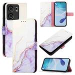 For BLU View 5 PT003 Marble Pattern Flip Leather Phone Case(White Purple)