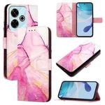 For Redmi 13 4G PT003 Marble Pattern Flip Leather Phone Case(Pink Purple Gold)