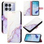 For Redmi K70 Ultra 5G Global PT003 Marble Pattern Flip Leather Phone Case(White Purple)