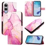 For Samsung Galaxy S25 Edge 5G PT003 Marble Pattern Flip Leather Phone Case(Pink Purple Gold)