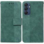 For Samsung Galaxy M35 Geometric Embossed Leather Phone Case(Green)