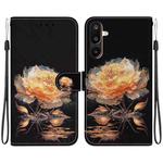 For Samsung Galaxy M16 5G / F16 5G / M36 5G Crystal Texture Colored Drawing Leather Phone Case(Gold Peony)
