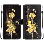 For Samsung Galaxy M16 5G / F16 5G / M36 5G Crystal Texture Colored Drawing Leather Phone Case(Gold Butterfly Rose)