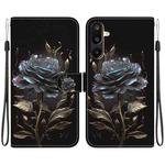 For Samsung Galaxy M16 5G / F16 5G / M36 5G Crystal Texture Colored Drawing Leather Phone Case(Black Rose)