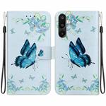 For Samsung Galaxy M16 5G / F16 5G / M36 5G Crystal Texture Colored Drawing Leather Phone Case(Blue Pansies)