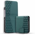 For Samsung Galaxy Z Flip5 Diamond Buckle Leather Phone Case with Lanyard(Green)