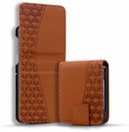 For Samsung Galaxy Z Flip5 Diamond Buckle Leather Phone Case with Lanyard(Brown)