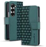 For Samsung Galaxy Z Fold6 Diamond Buckle Leather Phone Case with Lanyard(Green)