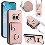 For Nothing Phone 2a Organ Card Bag Ring Holder Phone Case with Long Lanyard(Pink)