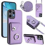 For Nothing CMF Phone 2 Pro Organ Card Bag Ring Holder Phone Case with Long Lanyard(Purple)