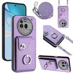 For Nothing Phone 3a Pro Organ Card Bag Ring Holder Phone Case with Long Lanyard(Purple)