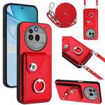 For Nothing Phone 3a Pro Organ Card Bag Ring Holder Phone Case with Long Lanyard(Red)