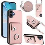 For Nothing CMF Phone 1 Organ Card Bag Ring Holder Phone Case with Long Lanyard(Pink)