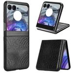 For Motorola Razr 50 Crocodile Texture Back Cover Phone Case(Black)