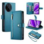 For Realme 11 4G Nine Card-slot Zipper Wallet Bag Leather Phone Case(Blue)